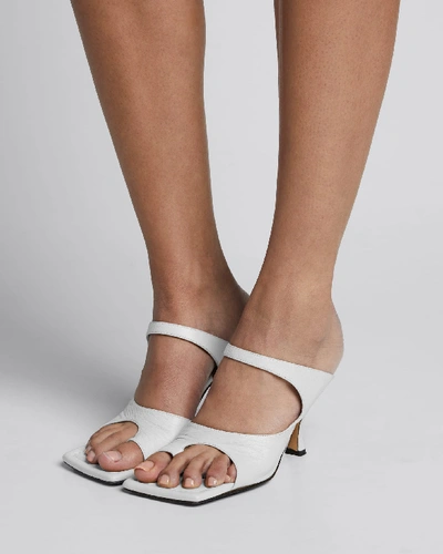 Shop Bottega Veneta Crunch Lux Open-square Mule Sandals In White