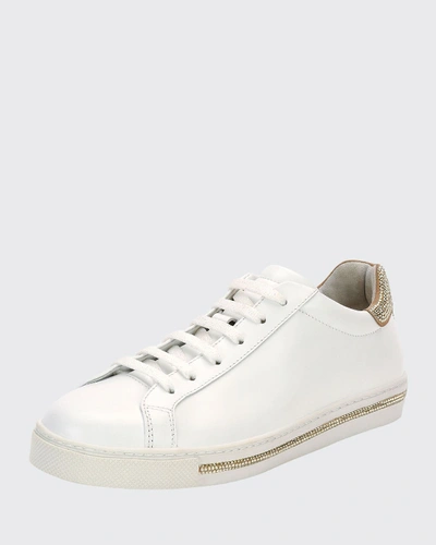 Shop René Caovilla Crystal-trim Low-top Sneakers, White