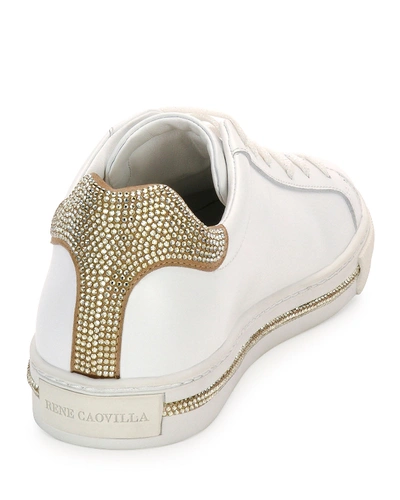 Shop René Caovilla Crystal-trim Low-top Sneakers, White