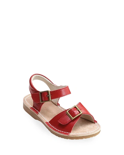 Shop L'amour Shoes Girl's Olivia Leather Buckle Open-toe Sandal, Toddler/kids In Red