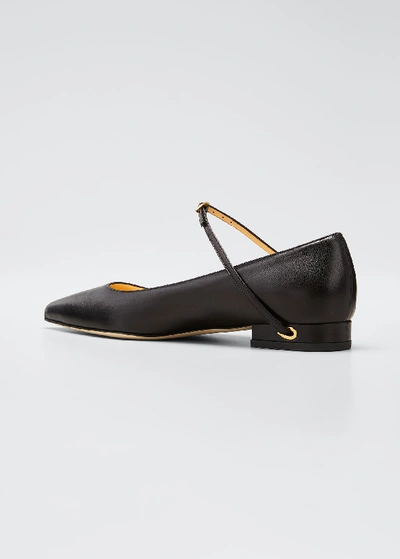 Shop Jennifer Chamandi Lorenzo Leather Point-toe Flats In Black