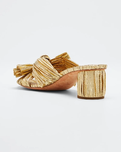 Shop Loeffler Randall Emilia Pleated Knot Slide Sandals In Gold