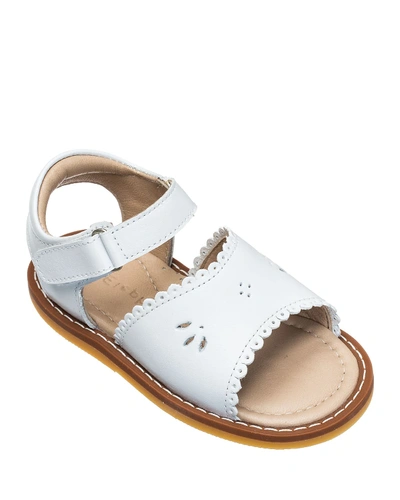 Shop Elephantito Girls' Classic Leather Scalloped Sandal, Toddler/kids In White