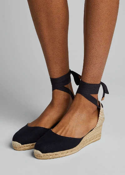 Castaã±er Carina Canvas Ankle-tie Espadrilles In Blue