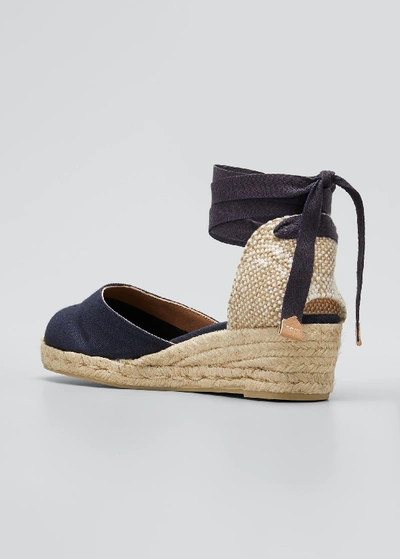 Shop Castaã±er Carina Canvas Ankle-tie Espadrilles In Blue