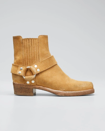 Shop Re/done Short Cavalry Suede Harness Boots In Tan