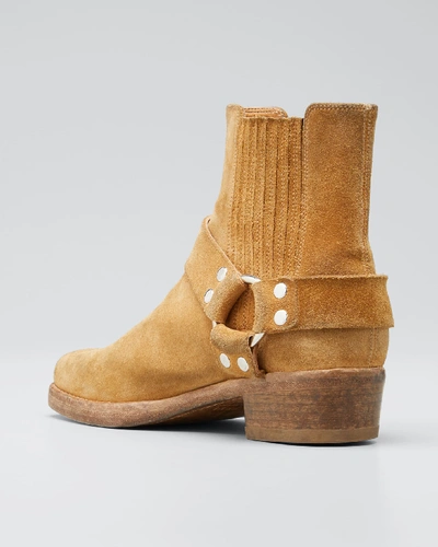 Shop Re/done Short Cavalry Suede Harness Boots In Tan