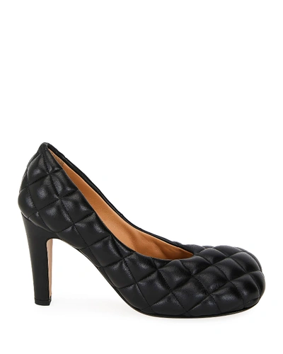 Shop Bottega Veneta Quilted Puffy Leather Pumps In Black
