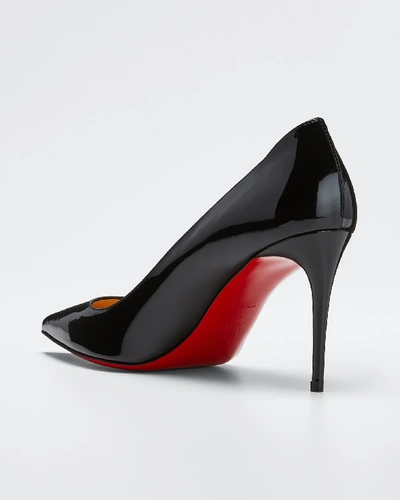 Shop Christian Louboutin Decollete 85mm Patent Leather Red Sole Pumps In Black