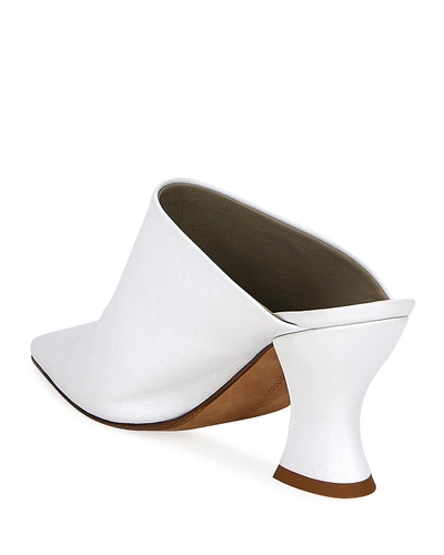 Shop Bottega Veneta High Vamp Leather Slide Mules In White