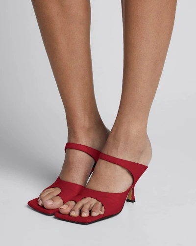 Shop Bottega Veneta Crunch Lux Open-square Mule Sandals In Red