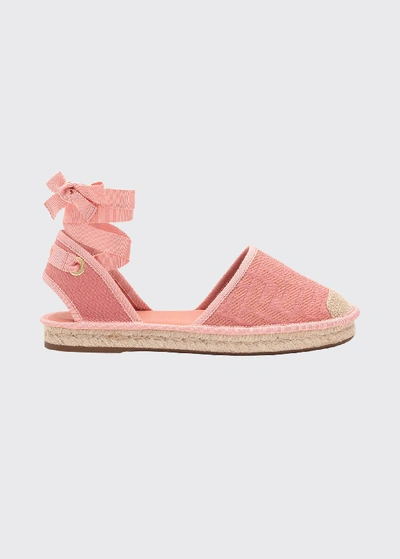 Shop Fendi Roam Ankle-tie Flat Espadrilles In Pink