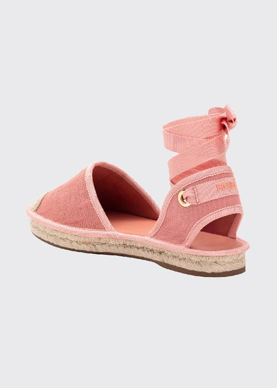 Shop Fendi Roam Ankle-tie Flat Espadrilles In Pink