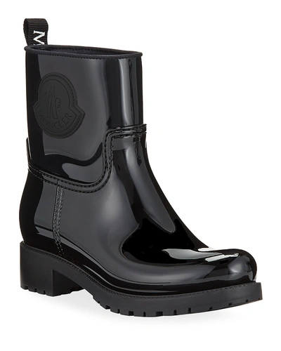 Shop Moncler Ginette Stivale Patent Rain Booties In Black