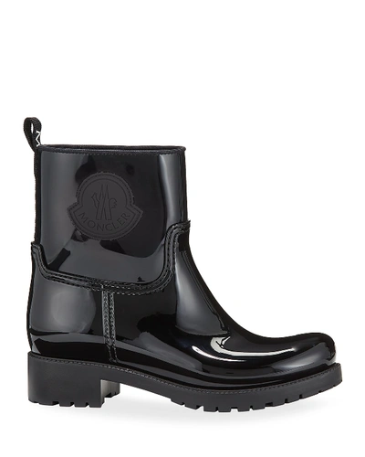 Shop Moncler Ginette Stivale Patent Rain Booties In Black