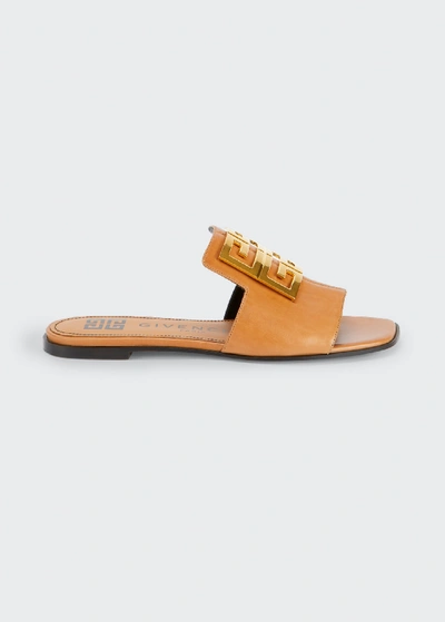 Shop Givenchy 4g Flat Mule Sandals In Brown