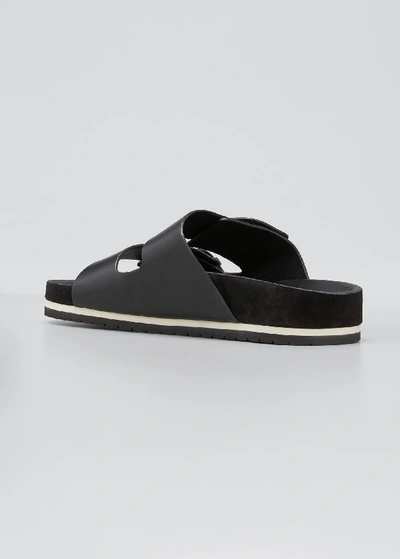Shop Vince Glyn Dual Buckle Slide Sandals In Black