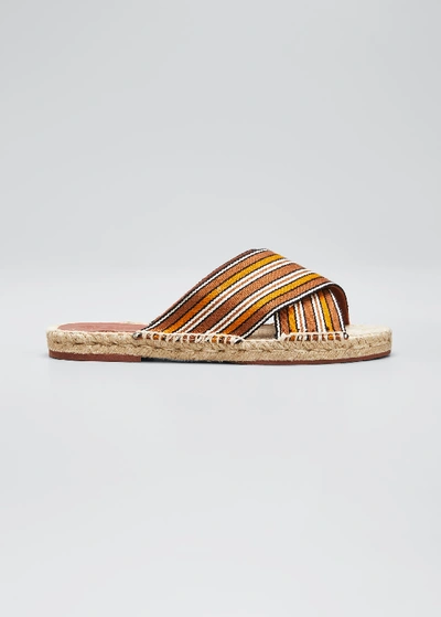 Shop Loro Piana Crossover Suitcase Striped Espadrilles In Brown