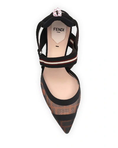 Shop Fendi Colibri 85mm Ff Mesh Slingback High-heel Pumps In Beige