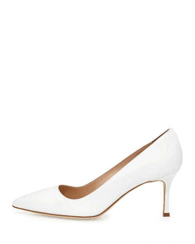 Shop Manolo Blahnik Bb Leather 70mm Pump In White