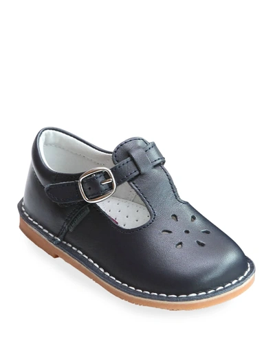 Shop L'amour Shoes Girl's Joy Leather Cutout T-strap Mary Jane, Baby/toddler/kids In Navy