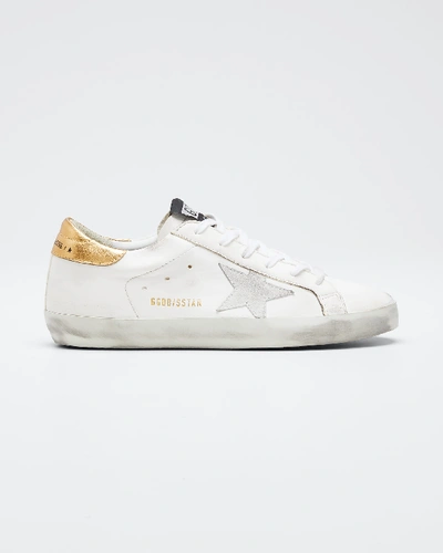 Shop Golden Goose Superstar Leather Low-top Sneakers In White/gold