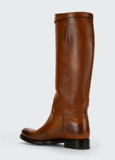 Shop Prada 30mm Tall Leather Riding Boots In Brown