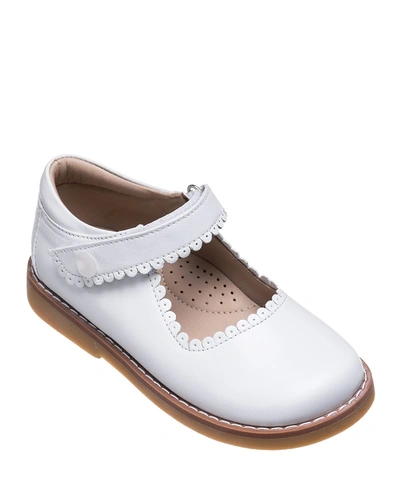 Shop Elephantito Girl's Scalloped Leather Mary Jane, Toddler/kids In White