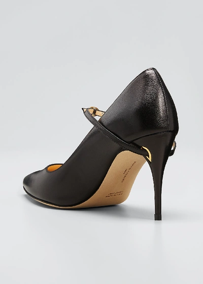 Shop Jennifer Chamandi Lorenzo Leather Point-toe Pumps In Black