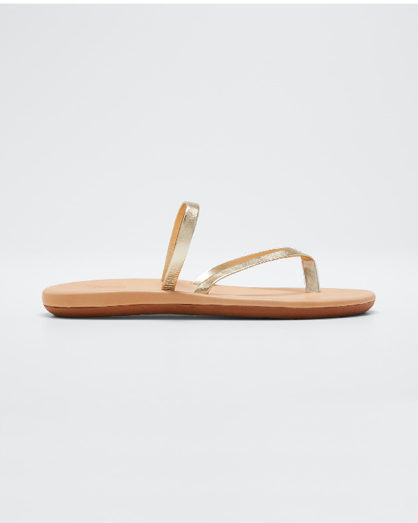 gold metallic flip flops sandals