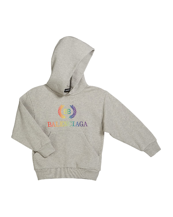 Balenciaga Kids Rainbow Logo Crest Hoodie In Gray Modesens - roblox balenciaga crest hoodie