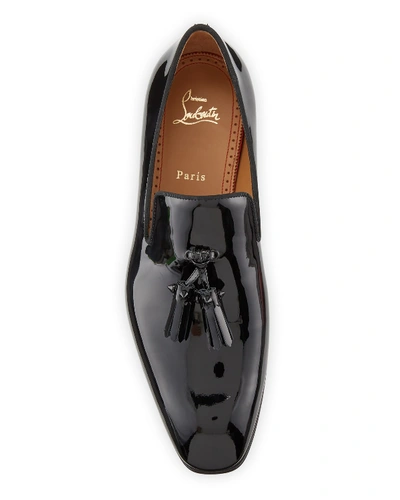 Shop Christian Louboutin Men's Dandelion Patent Leather Tassel Loafers In Black