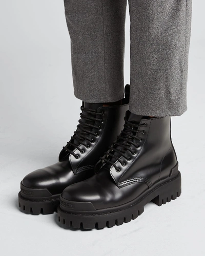 Shop Balenciaga Men's Strike Boots In Black