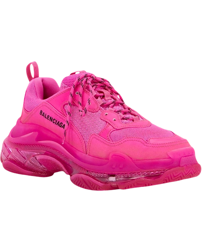 Shop Balenciaga Men's Triple S Neon Clear-sole Sneakers In Pink
