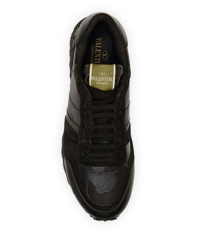 Shop Valentino Men's Rockrunner Camo Trainer Sneakers In Black