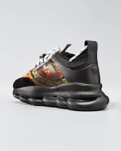 Shop Versace Men's Chain Reaction Barocco Chunky Sneakers In Black Pattern