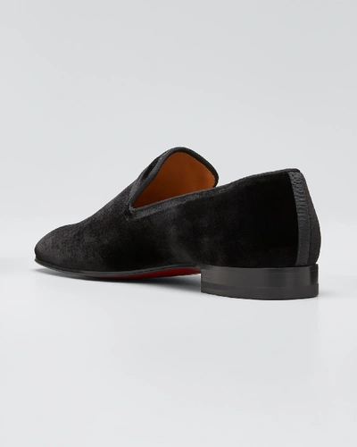 Shop Christian Louboutin Men's Dandelion Velvet Loafers In Black