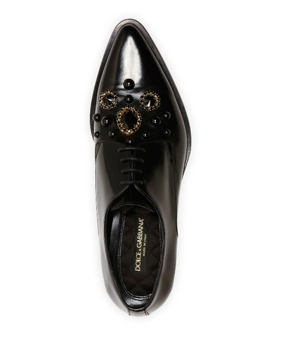 Shop Dolce & Gabbana Men's Dna Embellished Point-toe Derby Shoes In Black