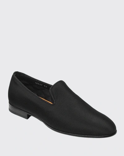 Shop Santoni Men's Lana Grosgrain Loafers In Black