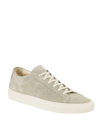 Shop Common Projects Men's Achilles Suede Low-top Sneakers In Gray