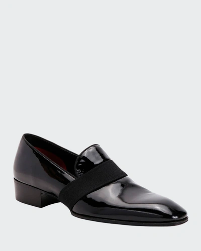 Shop Tom Ford Men's Formal Patent Leather Web-strap Loafers In Black