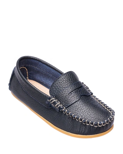 Shop Elephantito Boy's Alex Leather Driver Loafers, Toddler/kids In Navy