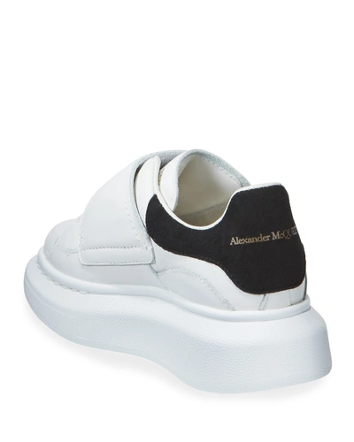 Shop Alexander Mcqueen Oversized Grip-strap Leather Sneakers, Toddler/kids In White