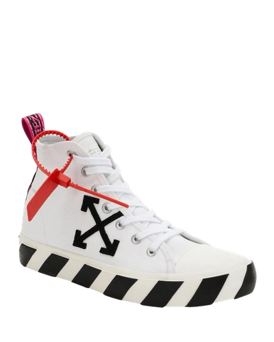 Shop Off-white Men's Arrow Mid-top Canvas Sneaker W/ Stripes In White