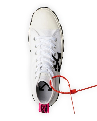 Shop Off-white Men's Arrow Mid-top Canvas Sneaker W/ Stripes In White