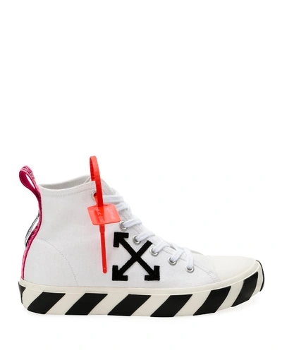 Shop Off-white Men's Arrow Mid-top Canvas Sneaker W/ Stripes In White