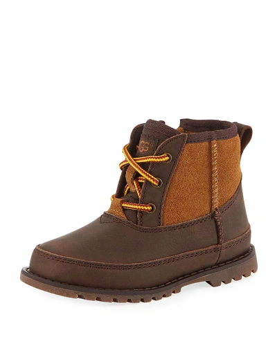 Shop Ugg Bradley Suede & Leather Waterproof Boots, Kids In Brown