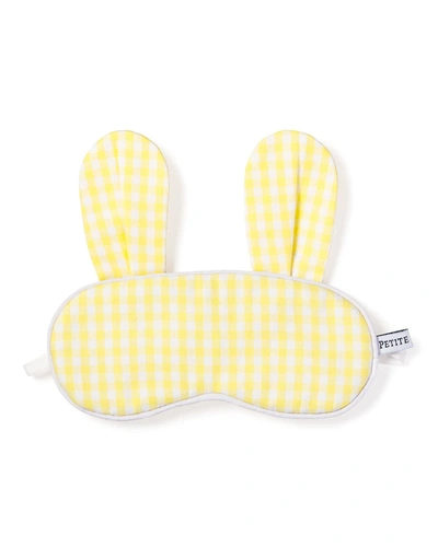 Shop Petite Plume Kids' Bunny Gingham Eye Mask In Yellow