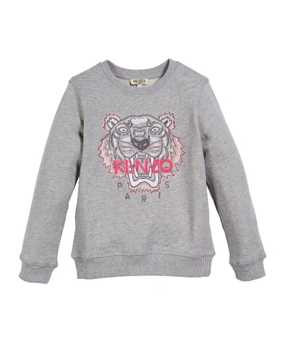 Shop Kenzo Tiger Face Sweatshirt, Sizes 8-12 In Gray