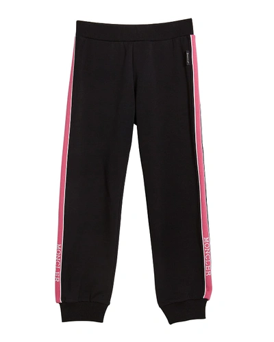 Shop Moncler Girl's Two-piece Jogging Set W/ Logo Taping In Black